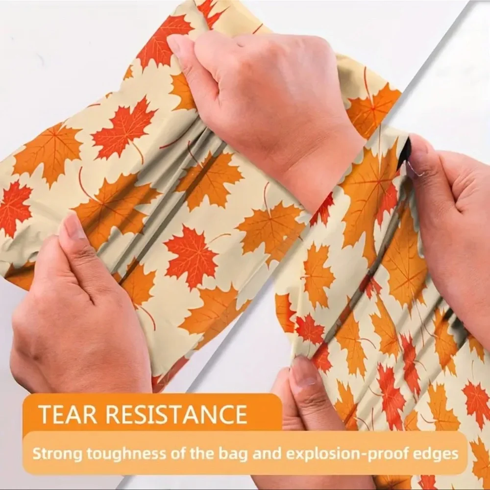 15 Fall leaves poly mailers bundle 10x13 & 6x9 plus thank you cards & stickers - Picture 9 of 9